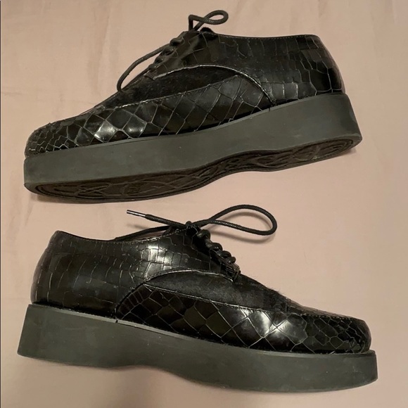 F-TROUPE CREEPER OXFORD PONY HAIR & REPTILE SHOES - Picture 4 of 8